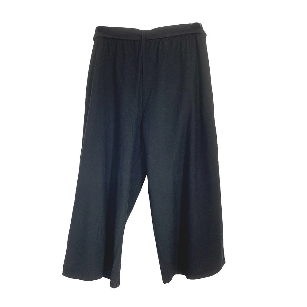 Eileen Fisher Sz S Black Wide Leg Belted Pull On Cropped Wide Leg Pants F18TL - Picture 7 of 7